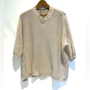 Brochu Walker Oversize Short-Sleeve Sweater, White, size L